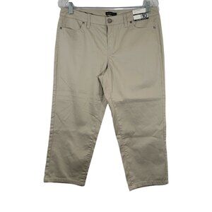New‎ York & Company Pants Tan Crop Straight Leg Size 10 Studio Stretch NEW